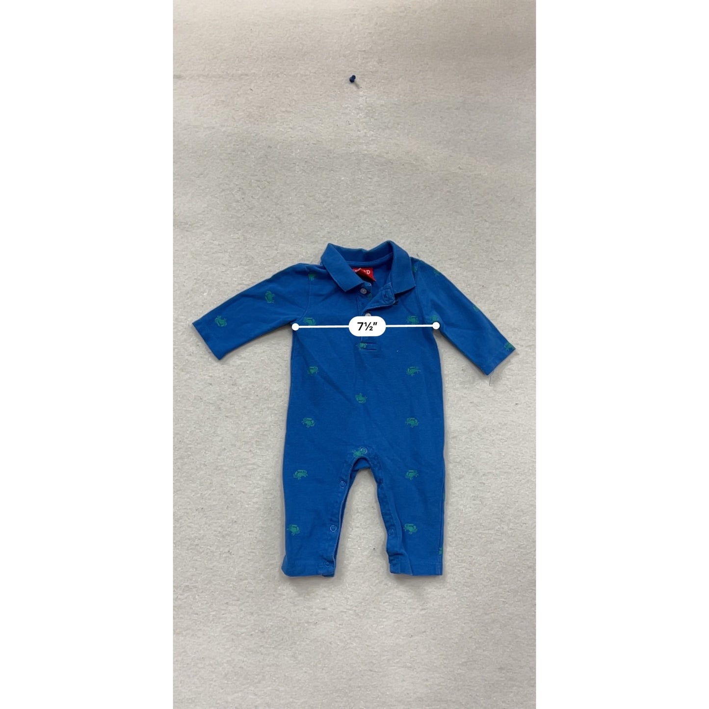 Izod Baby Boys Crab Print Blue Romper 3/6M #938A
