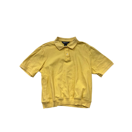 Men’s Lands End Yellow Cotton Polo Shirt Regular Standard Fit Short Sleeve #6732