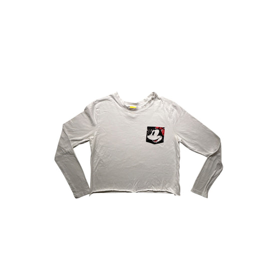 Disney Womens Minnie Mouse Graphic Long Sleeve Crop Top White #6382