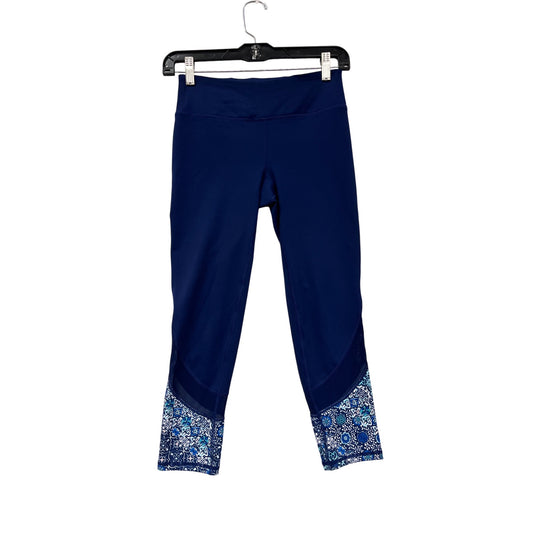 Gaiam Womens XS Capri Leggings Navy Blue With Floral Hem #6922