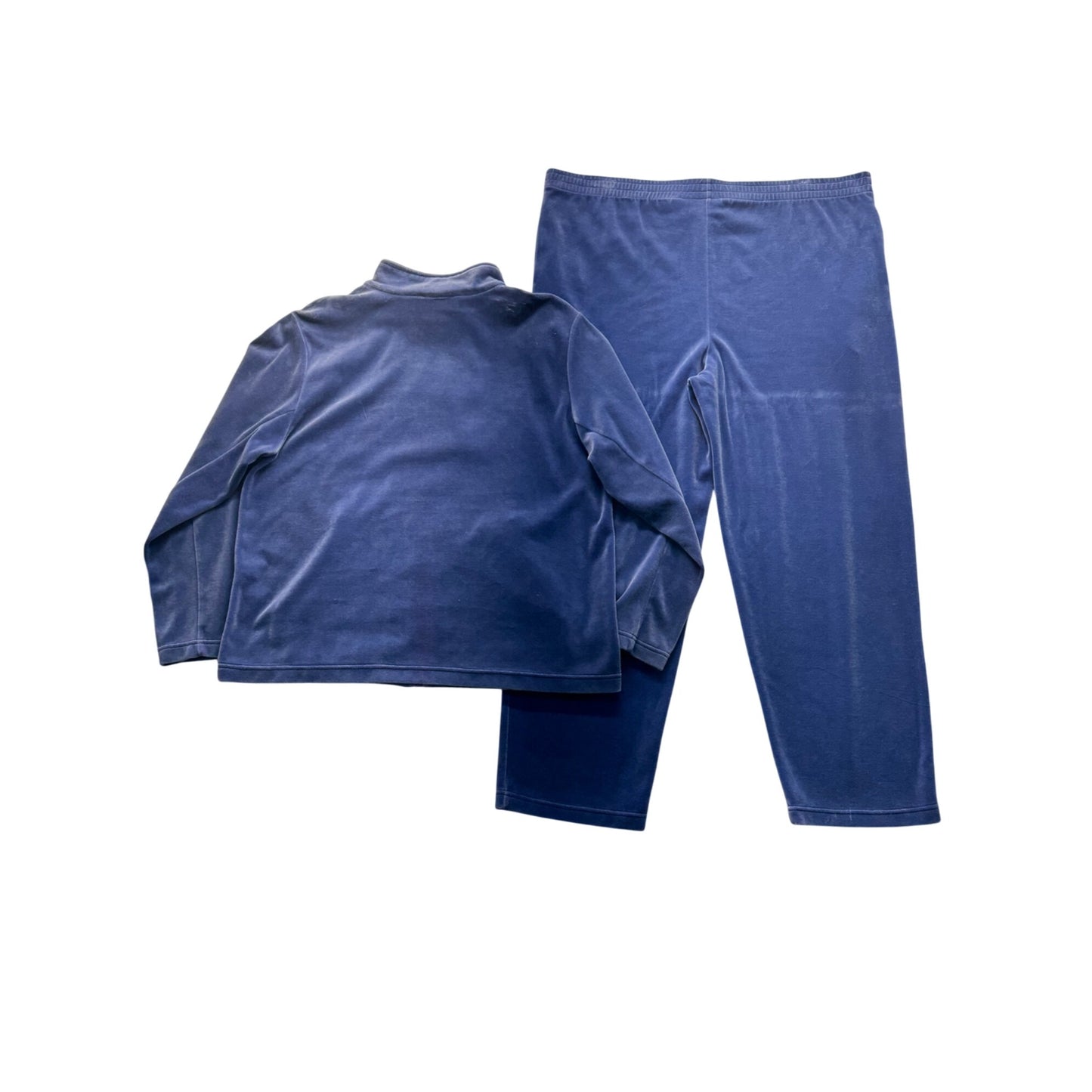 Blue Appleseeds Velour Zip-Up Tracksuit Two-Piece Lounge Set #9928
