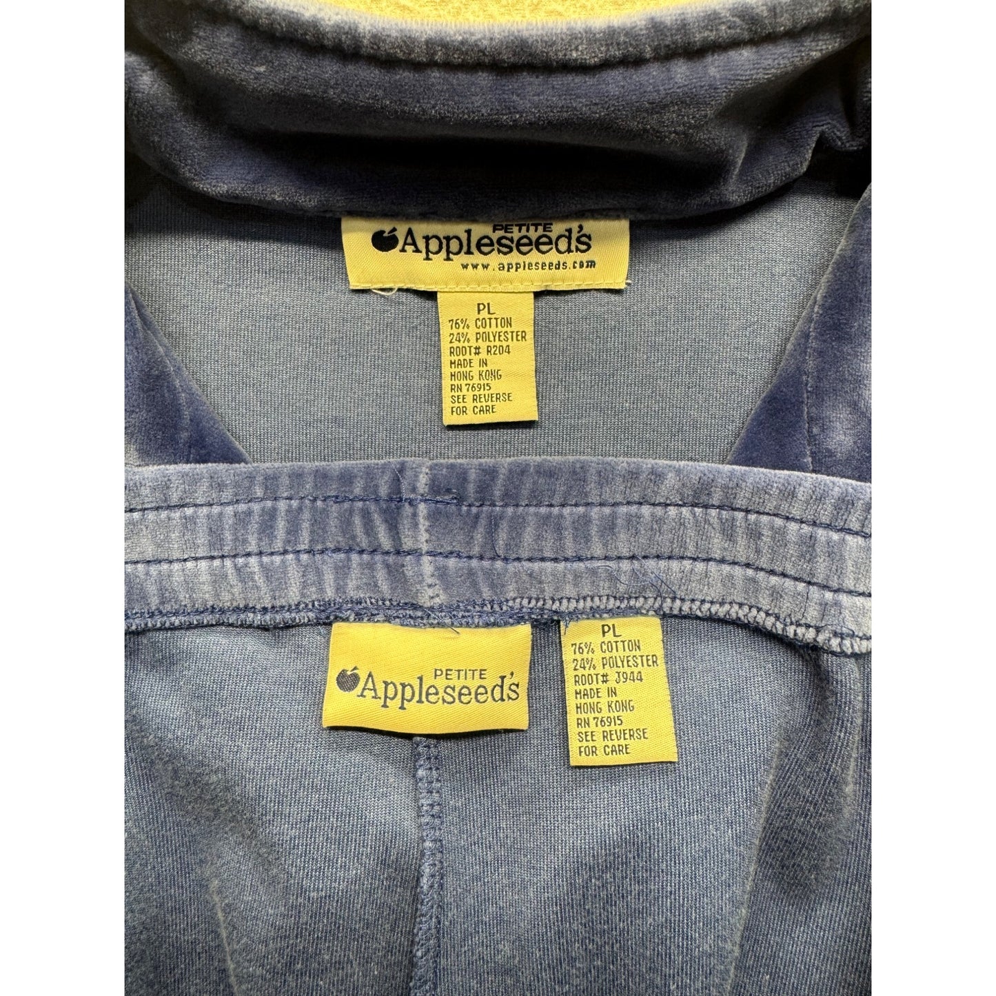Blue Appleseeds Velour Zip-Up Tracksuit Two-Piece Lounge Set #9928