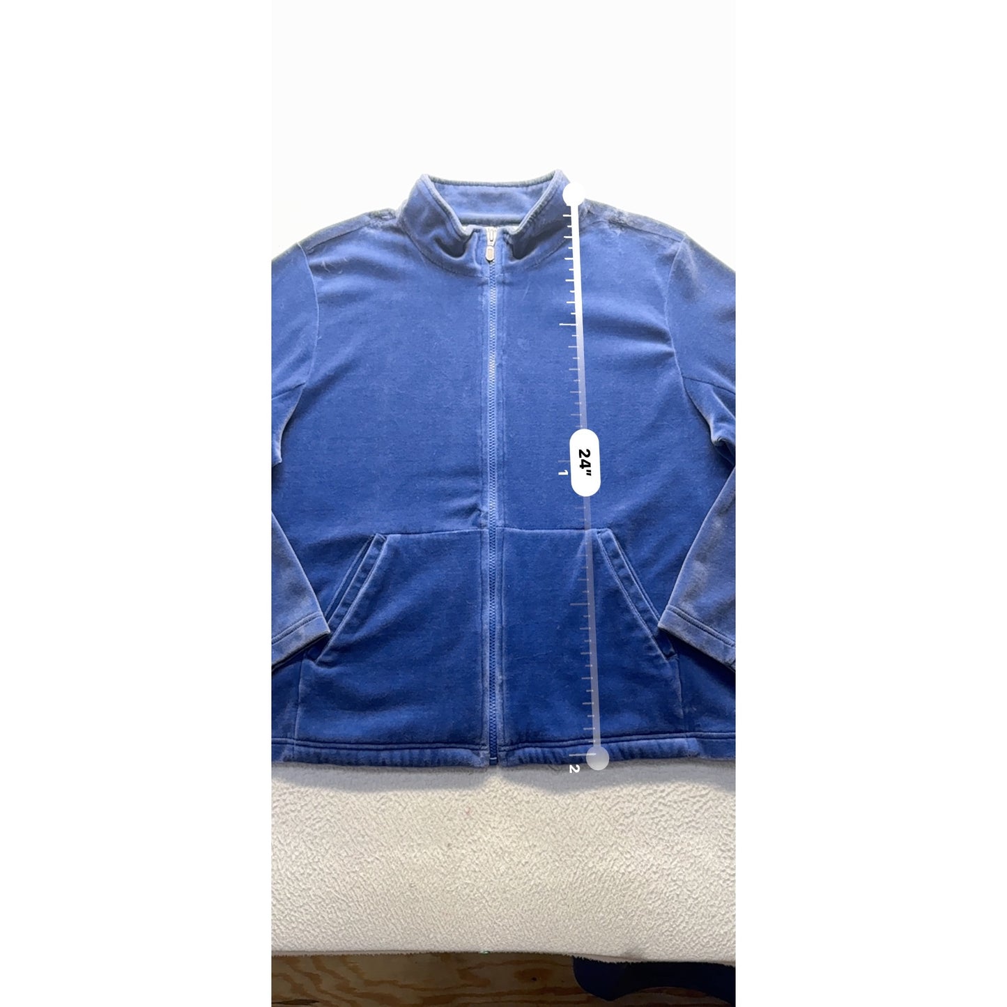 Blue Appleseeds Velour Zip-Up Tracksuit Two-Piece Lounge Set #9928