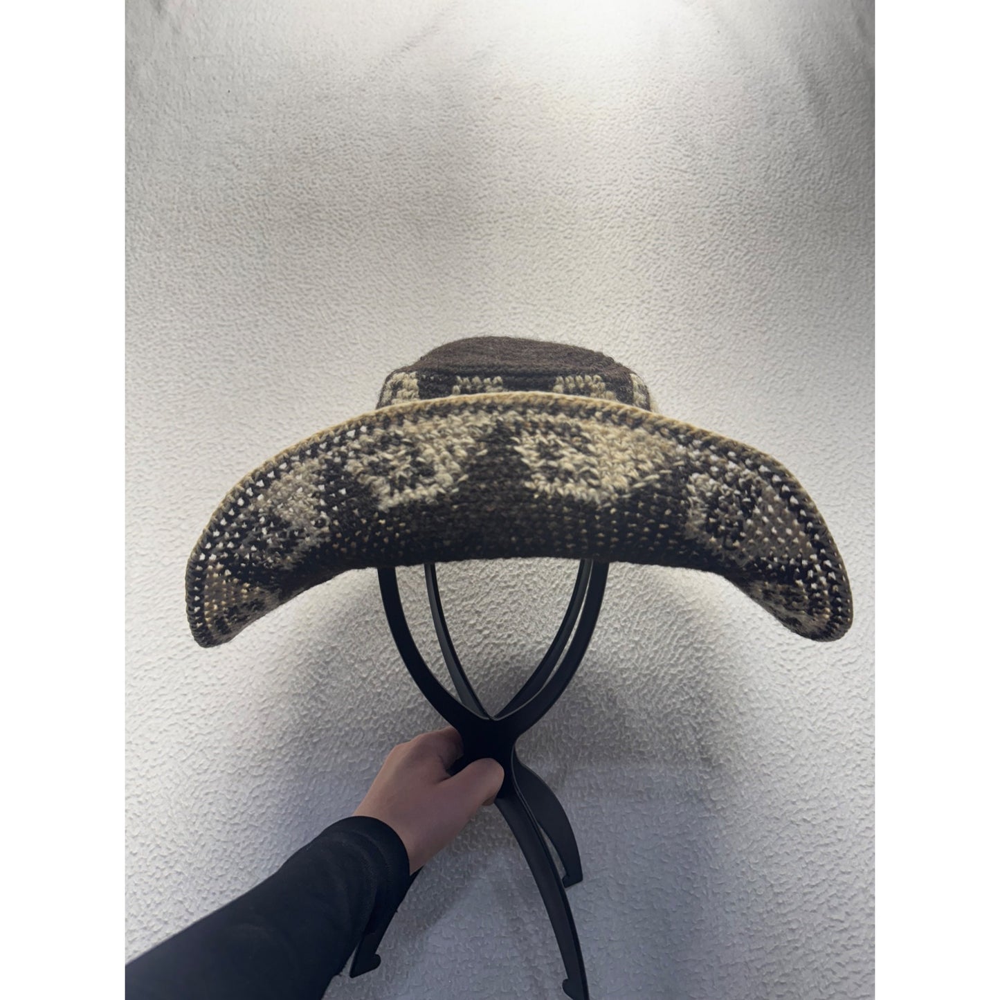 Alpaca Wool Handcrafted Crochet Cowboy Hat #9214