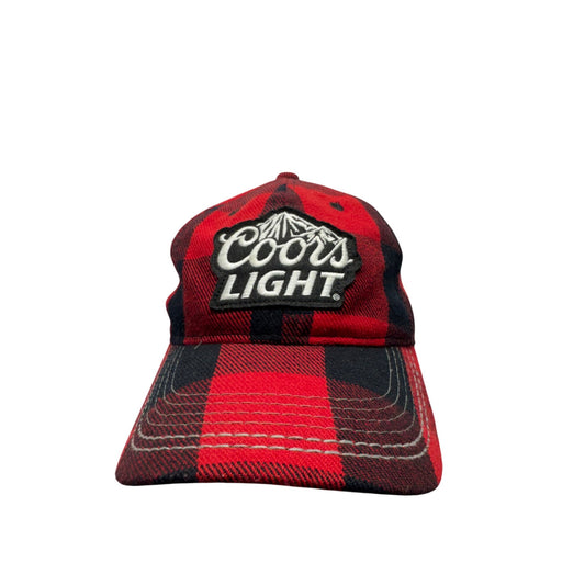 Coors Light Red & Black Plaid Baseball Cap #7891