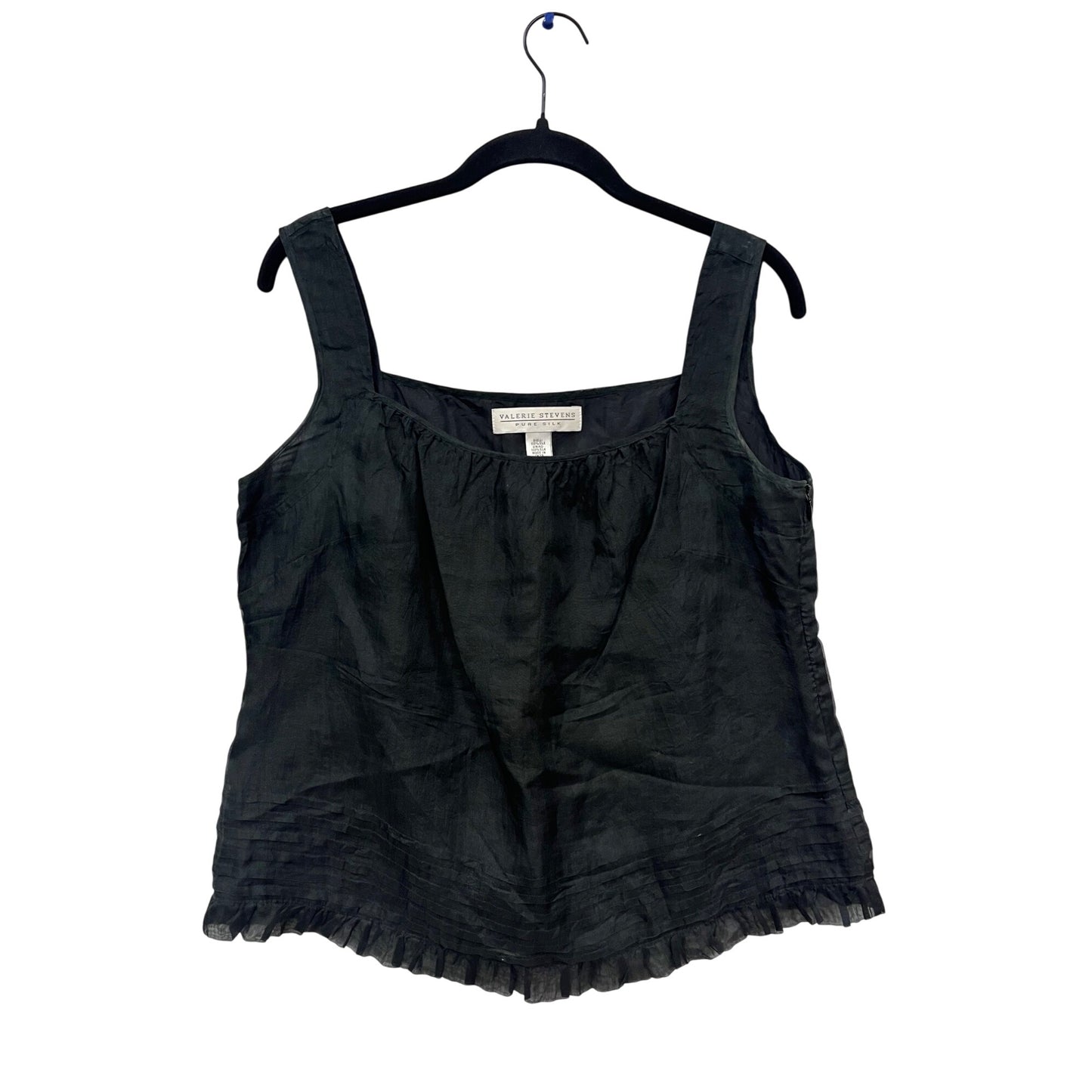 Valerie Stevens Black Silk Sleeveless Top M #491A