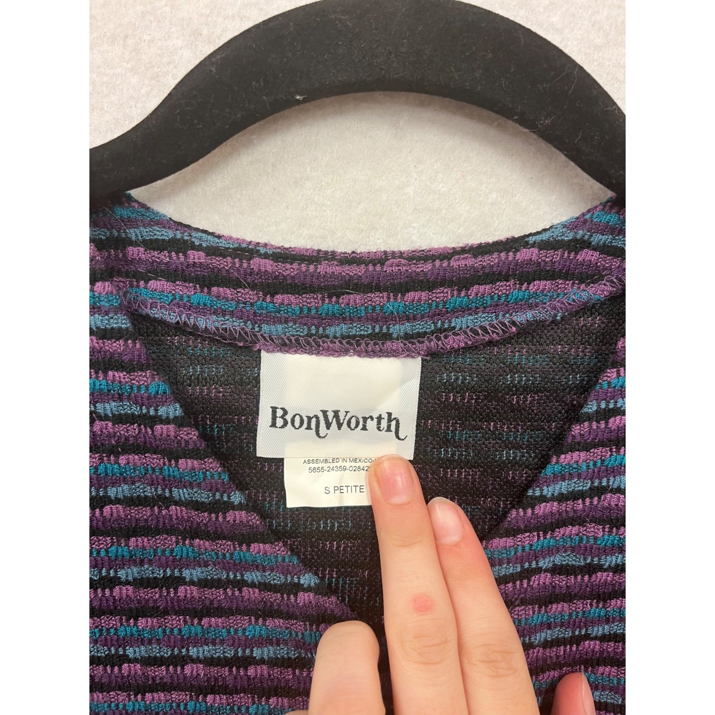 BonWorth Striped Cardigan Sweater S Petite #8677