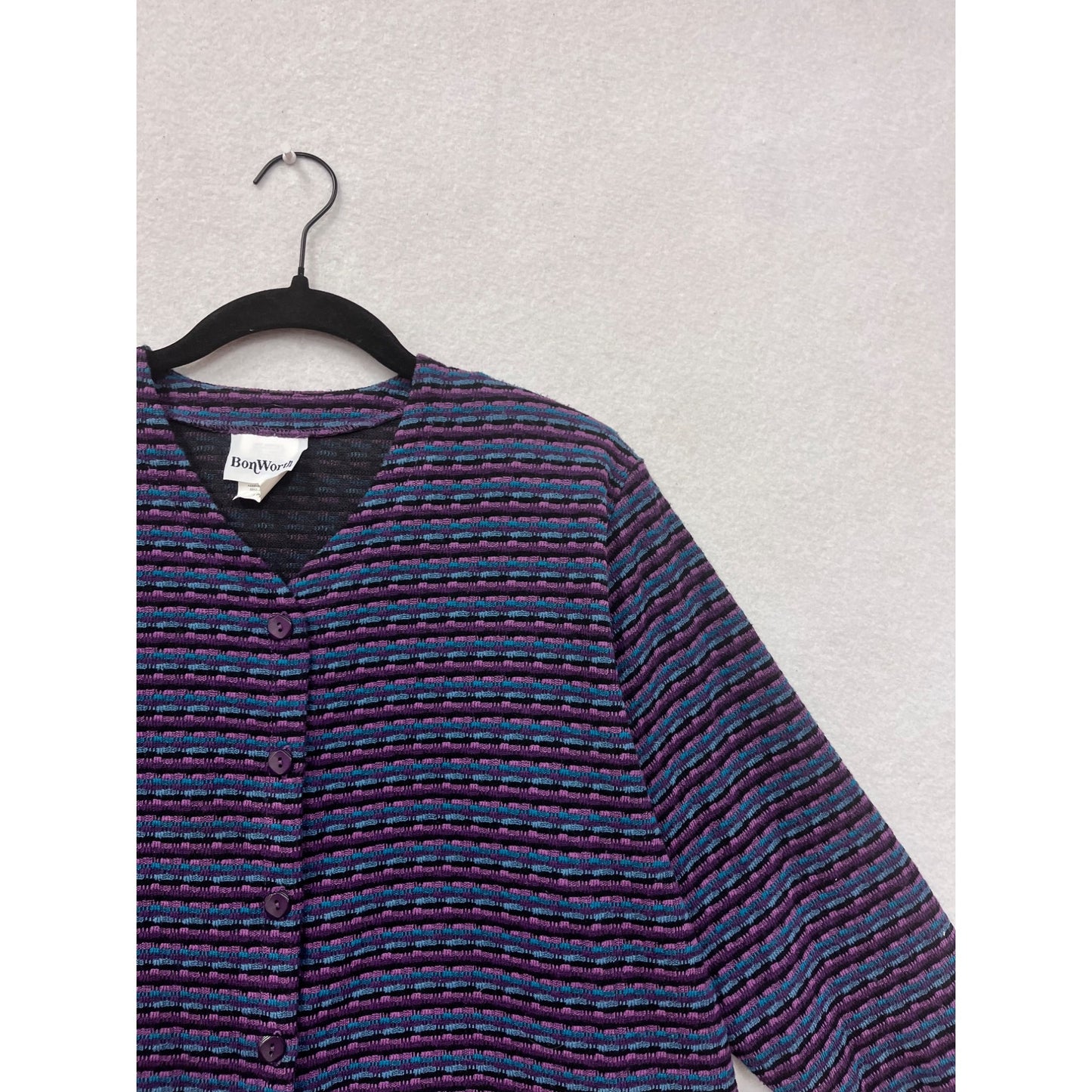 BonWorth Striped Cardigan Sweater S Petite #8677