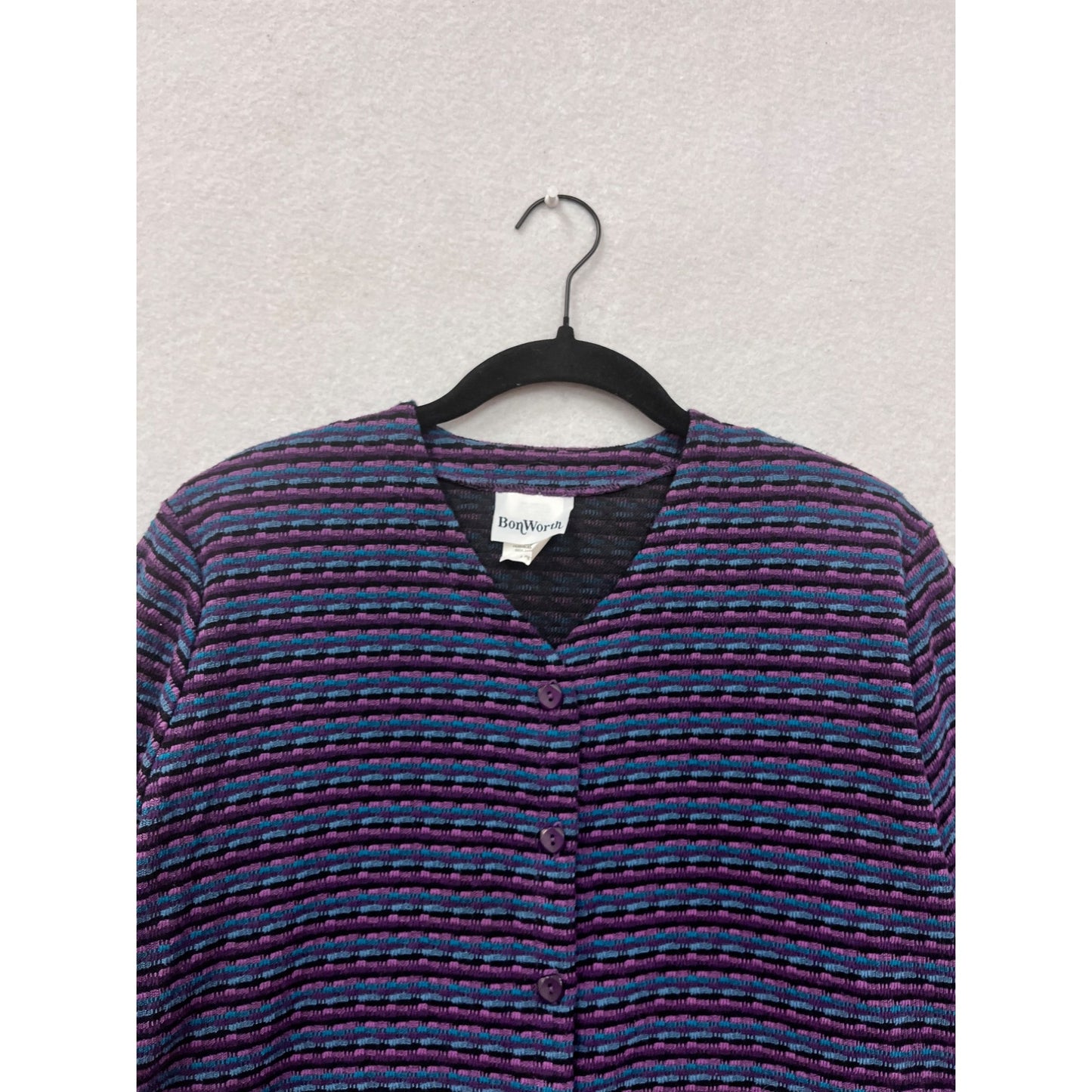 BonWorth Striped Cardigan Sweater S Petite #8677