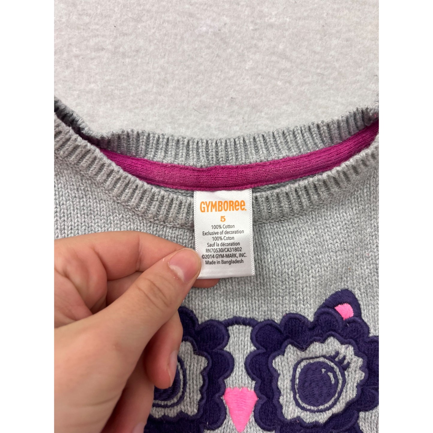 Gray Gymboree Knit Dress W/ Owl Design #8480