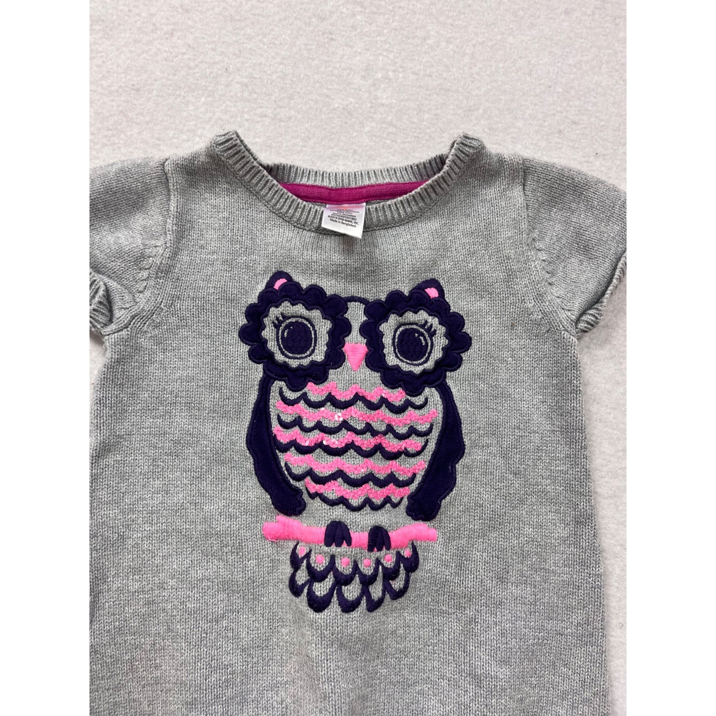 Gray Gymboree Knit Dress W/ Owl Design #8480