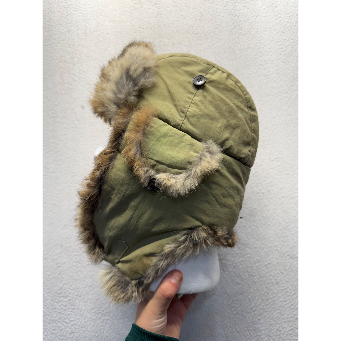 American Classics Faux Fur Trim Aviator Hat Winter Olive Green #40B