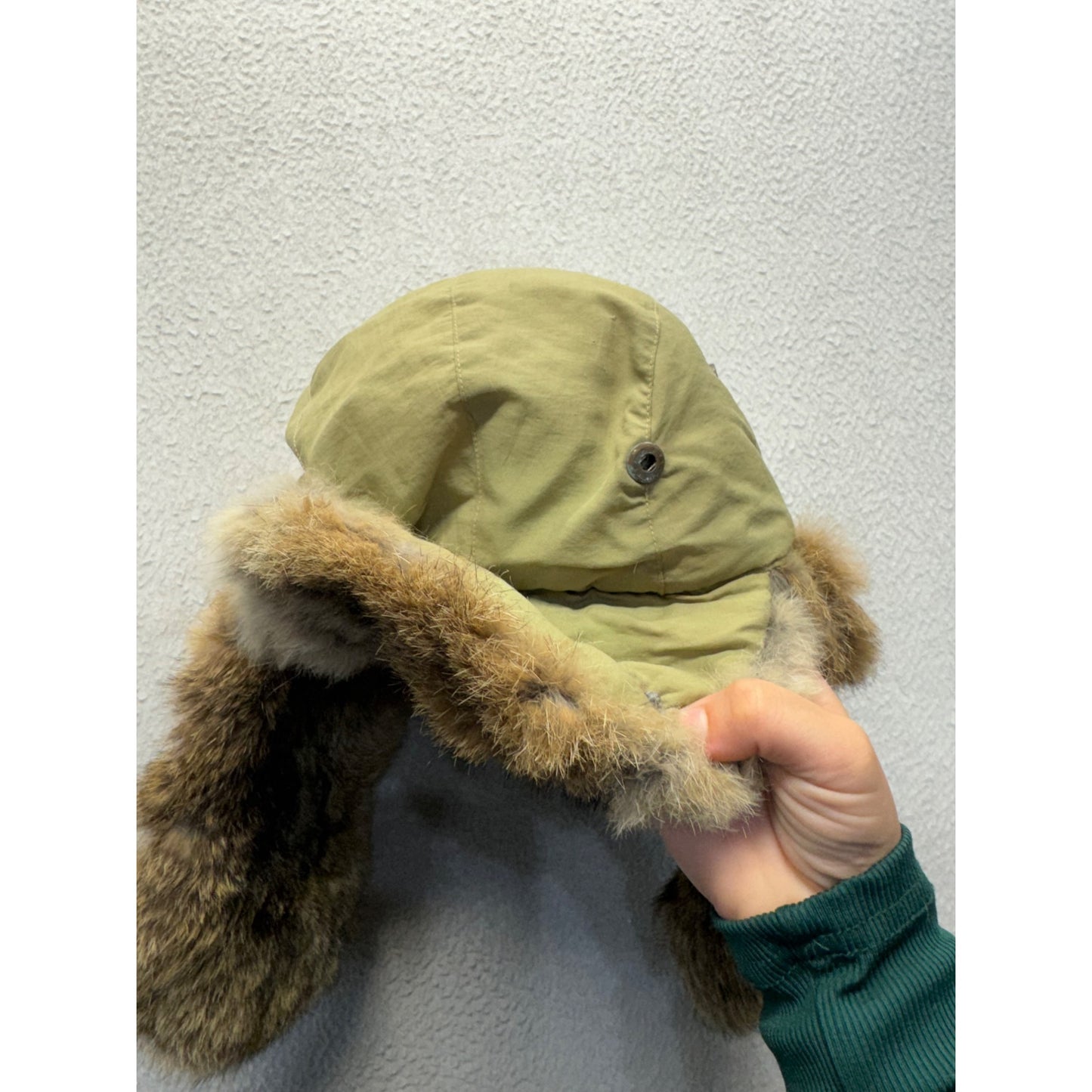 American Classics Faux Fur Trim Aviator Hat Winter Olive Green #40B