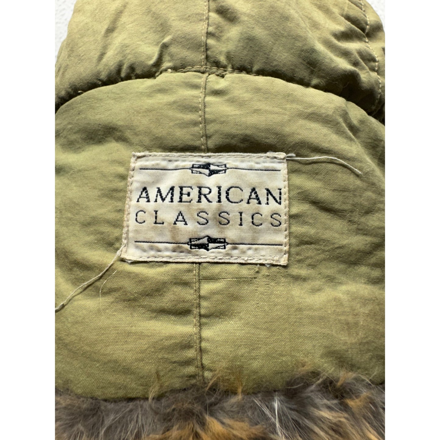 American Classics Faux Fur Trim Aviator Hat Winter Olive Green #40B