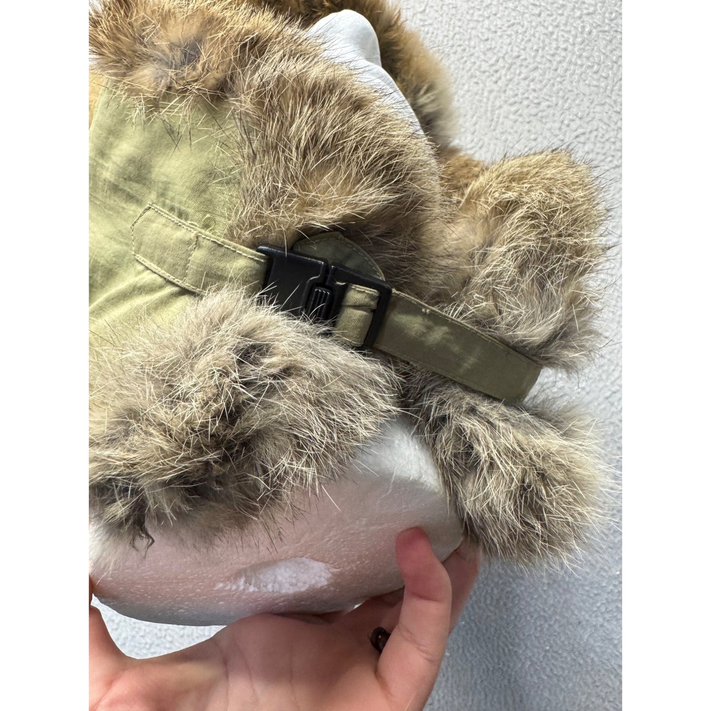 American Classics Faux Fur Trim Aviator Hat Winter Olive Green #40B