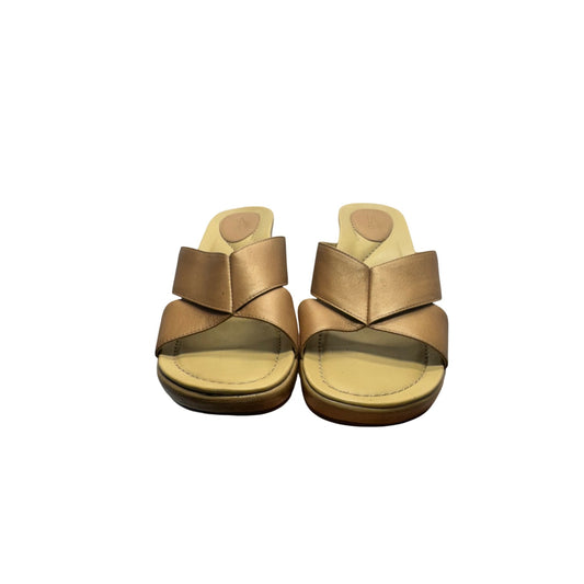 Dansko Tan Leather Wedge Sandals Slip-On Open Toe Comfort Shoes Size 38 EU #9817