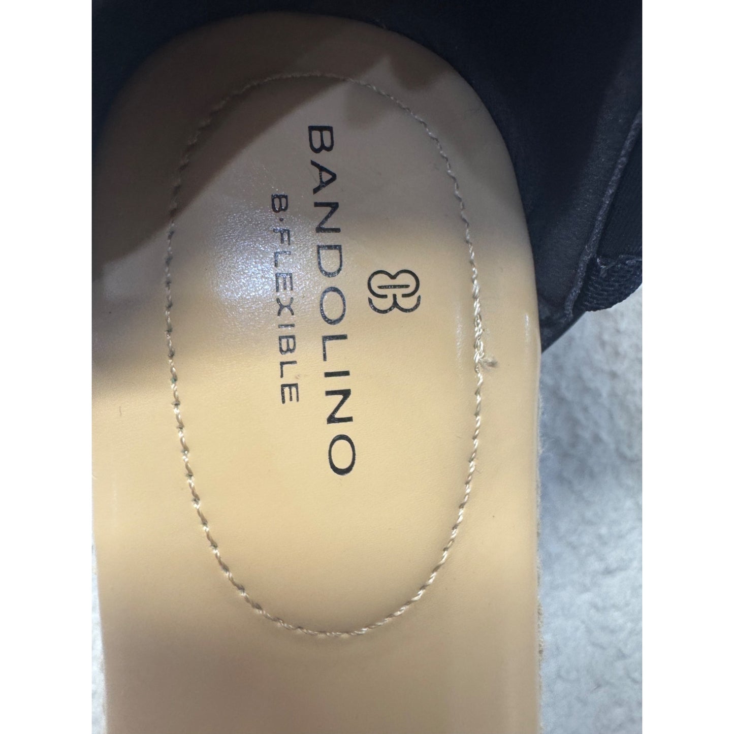 Navy Bandolino Leather Ankle Strap Wedge Sandals With Back Zipper Closure #7921