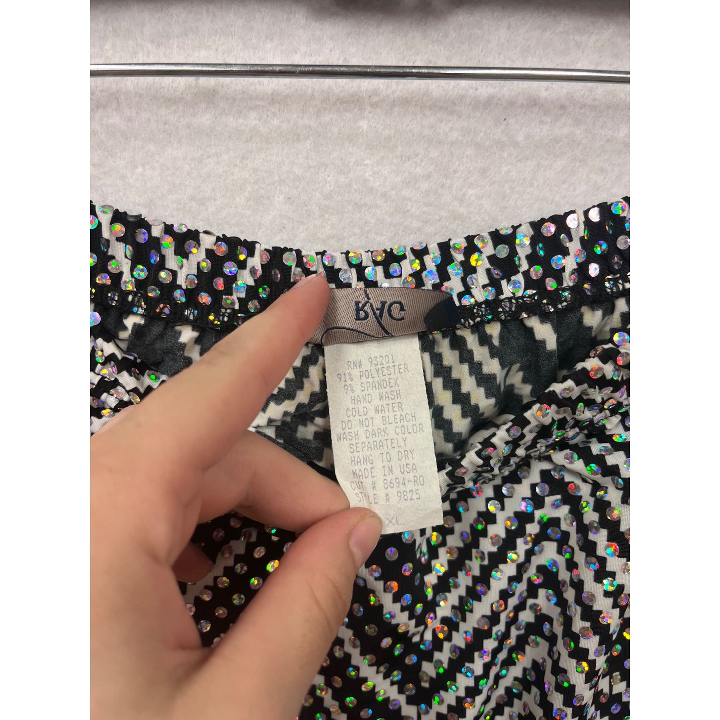 Vintage RAG Womens XL Chevron Sequin A-Line Skirt #8412