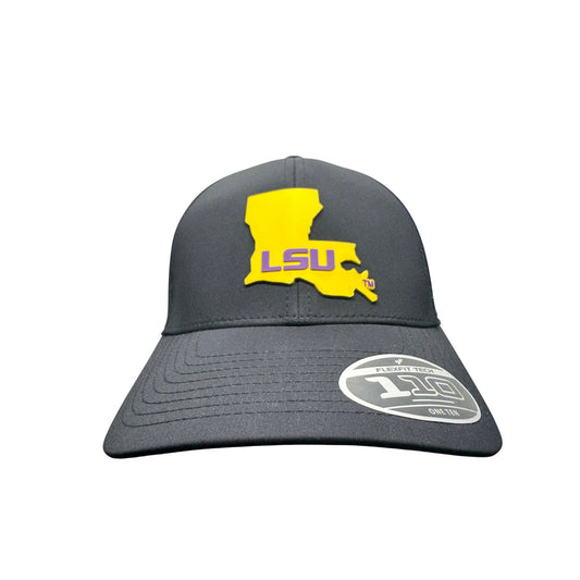 LSU Snapback Hat Black With Yellow State Logo #379B