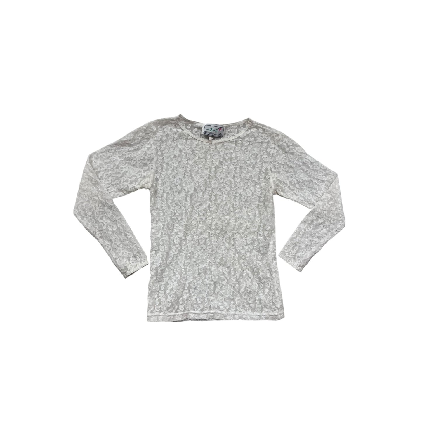 Vintage Christopher & Banks Lace Long Sleeve Top S White USA #352A