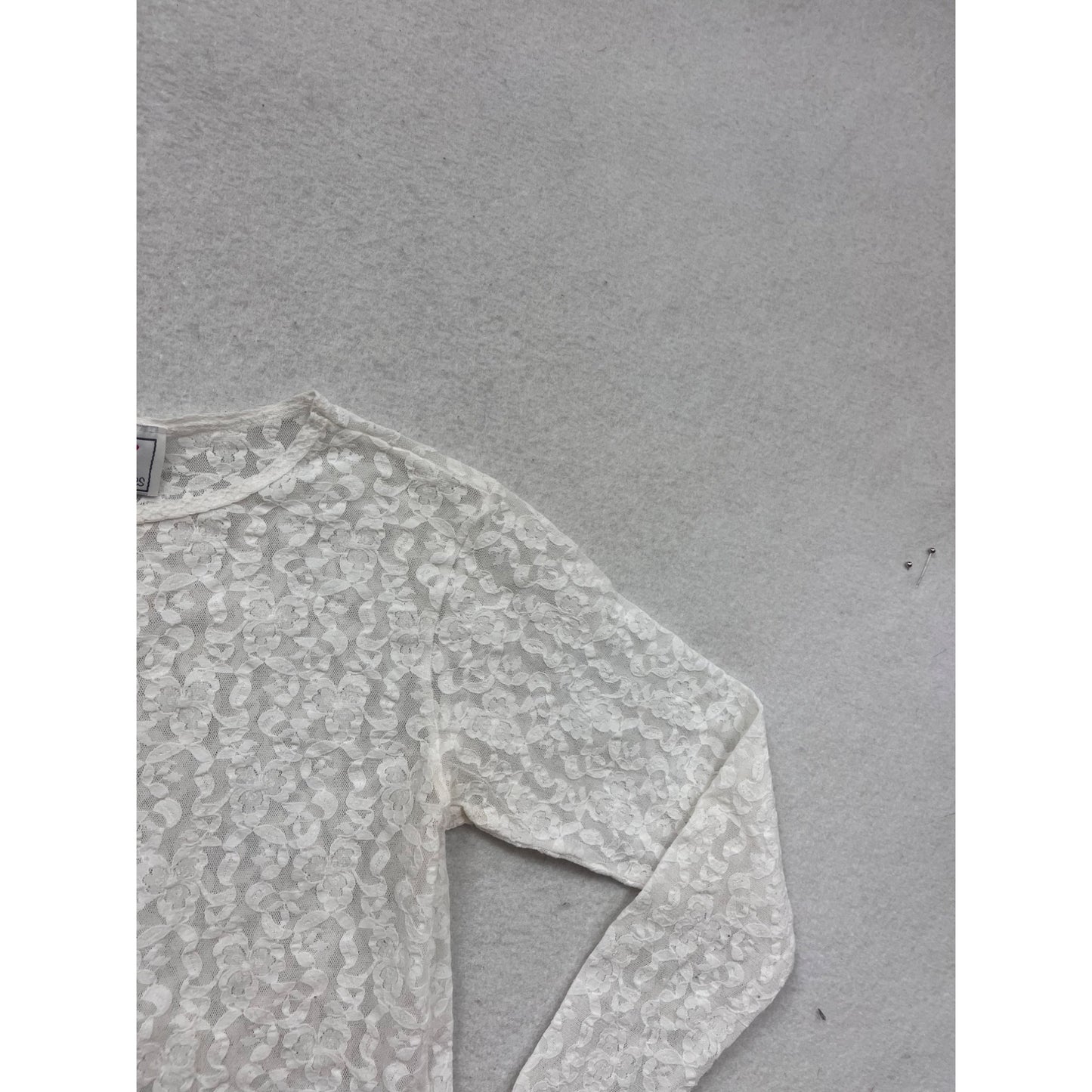 Vintage Christopher & Banks Lace Long Sleeve Top S White USA #352A