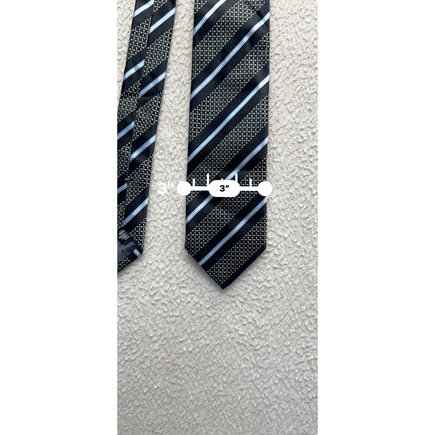 Hugo Boss Black & Blue Striped Silk Tie Made In Italy Classic Design 89B