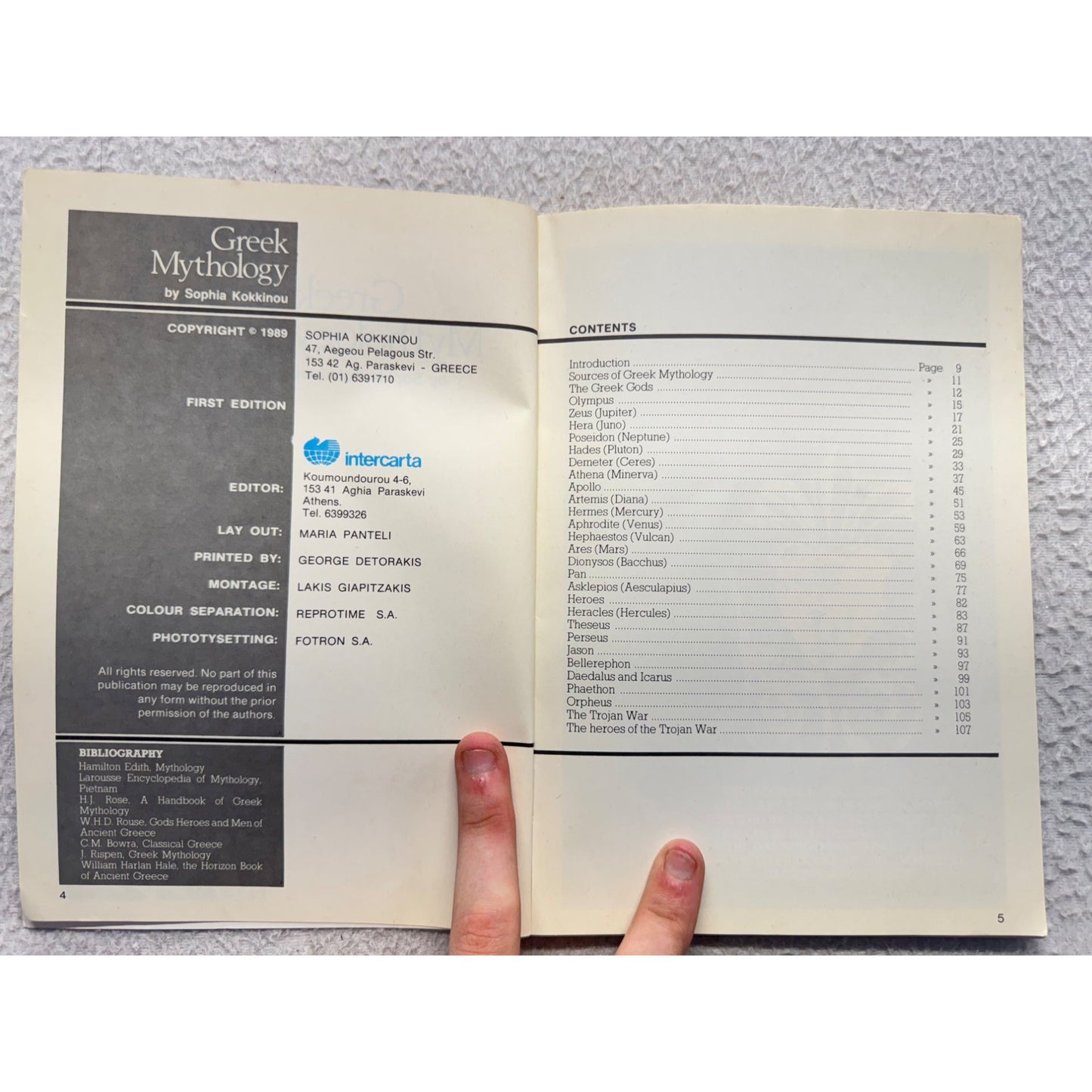 Greek Mythology Book By Sophia Kokkinou 1980 First Edition Softcover 428B