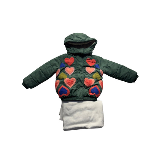 Mini Boden Green Hooded Puffer Jacket #7538