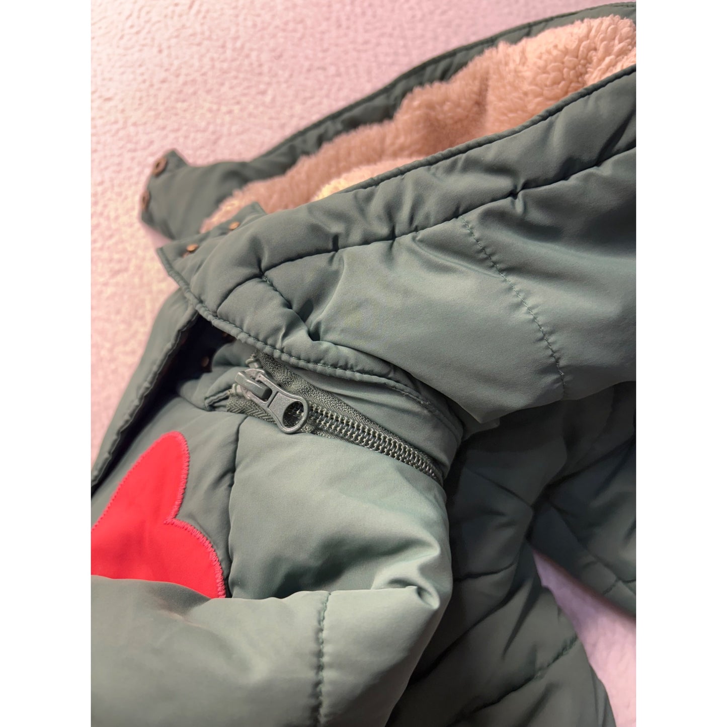 Mini Boden Green Hooded Puffer Jacket #7538