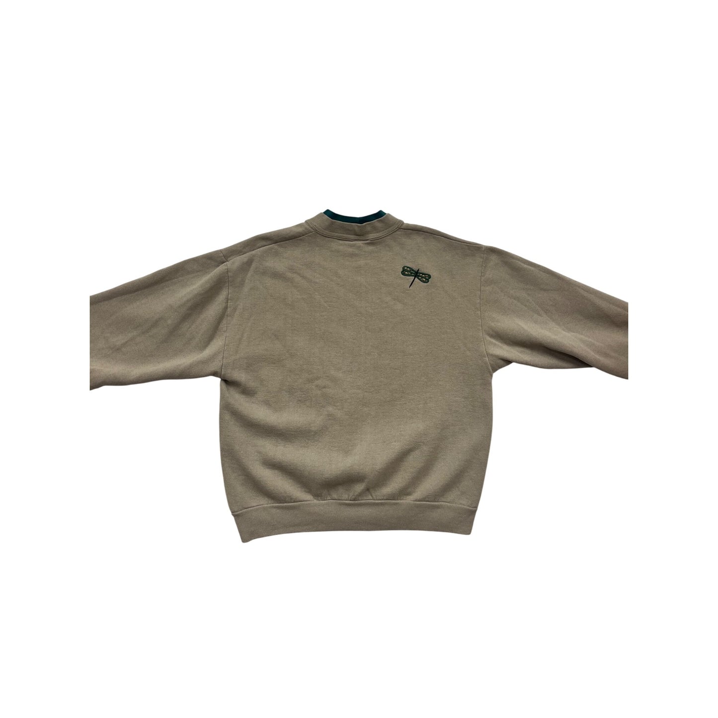 Vintage-Style Frog & Dragonfly Embroidered Beige Sweatshirt #220A
