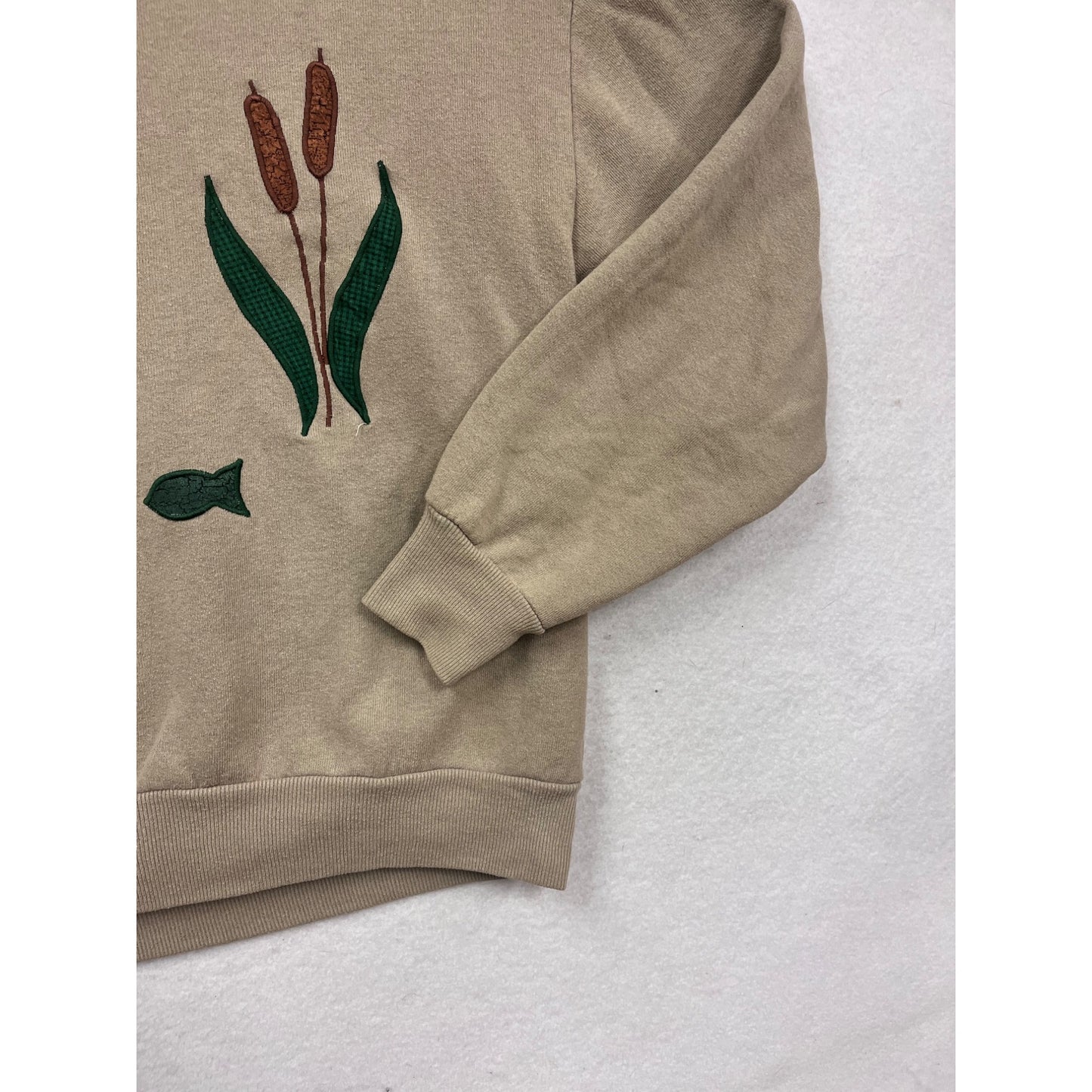 Vintage-Style Frog & Dragonfly Embroidered Beige Sweatshirt #220A