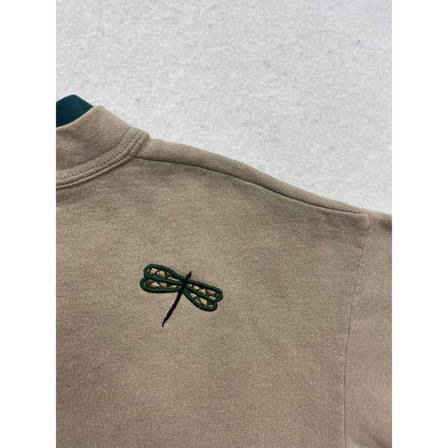 Vintage-Style Frog & Dragonfly Embroidered Beige Sweatshirt #220A