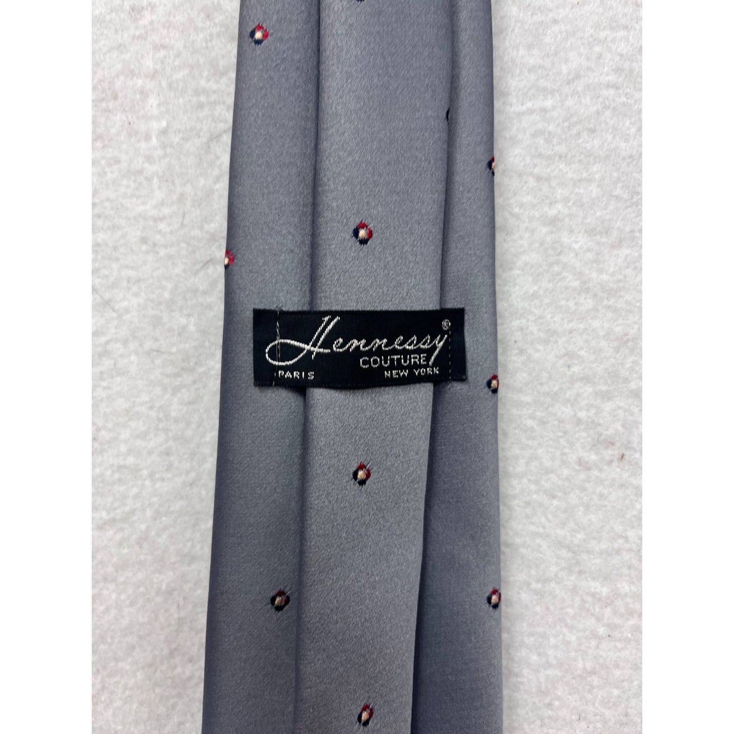 Hennessy Couture Gray Necktie With Red & White Dots Pattern #39A