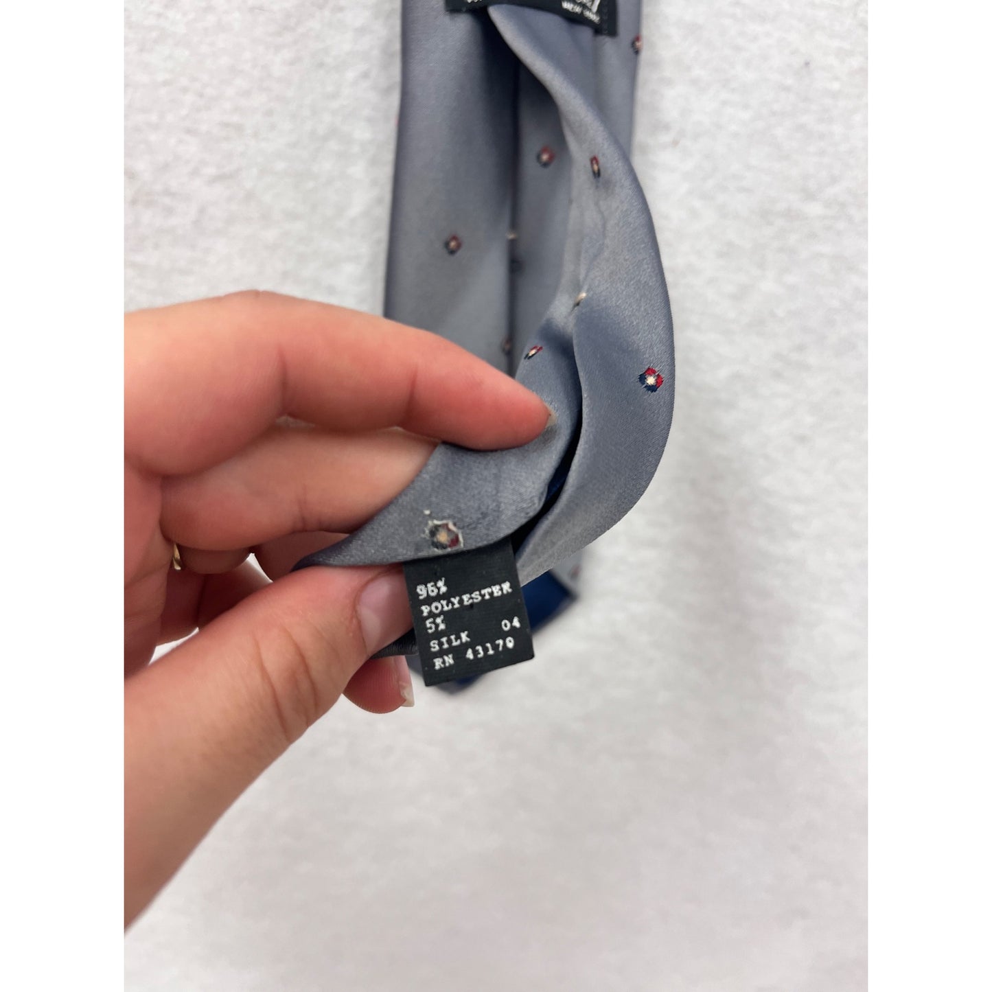 Hennessy Couture Gray Necktie With Red & White Dots Pattern #39A
