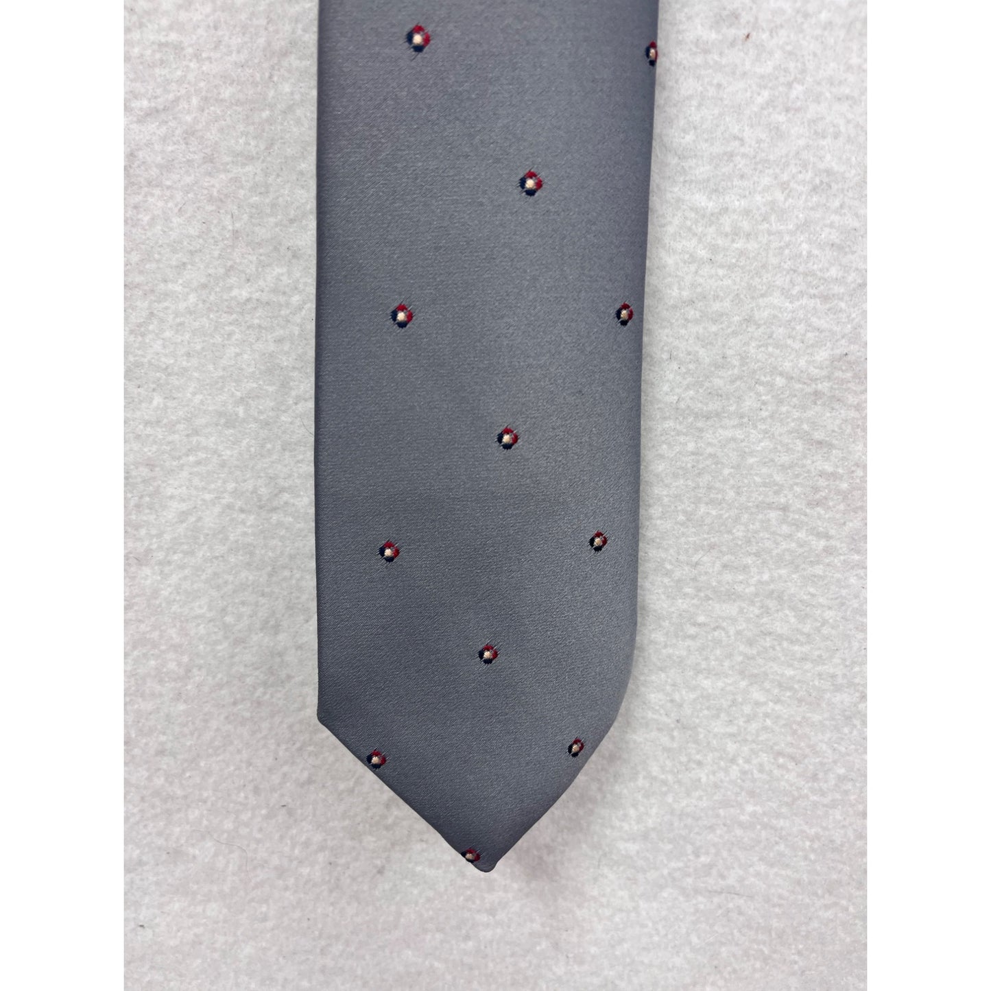 Hennessy Couture Gray Necktie With Red & White Dots Pattern #39A