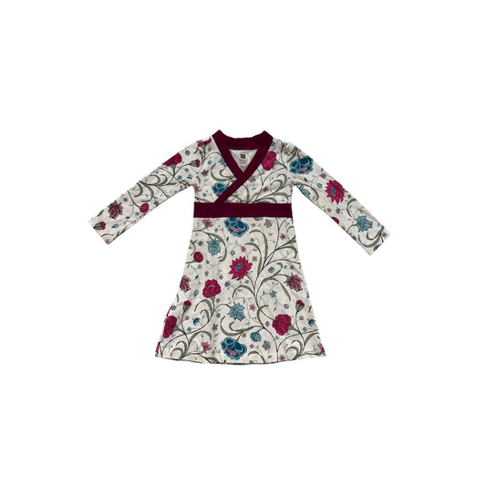 Tea Collection Girls Floral Long Sleeve Dress Size 2 Cotton Wrap Style #8382