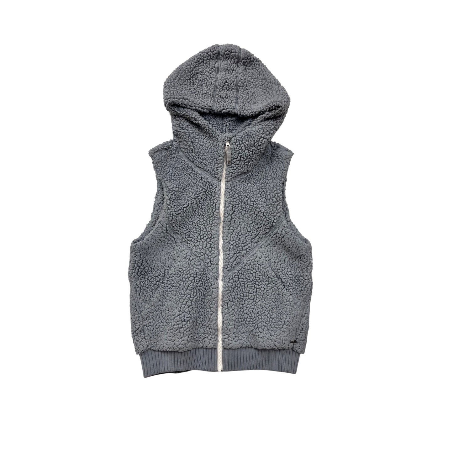 Prana Hooded Sherpa Vest Gray Zip-Up Size L #8655