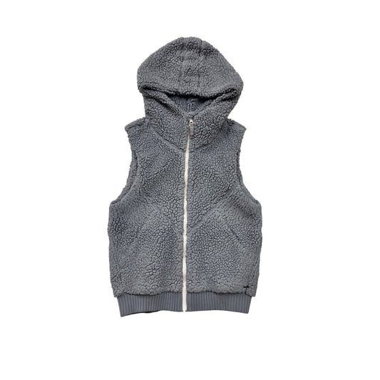 Prana Hooded Sherpa Vest Gray Zip-Up Size L #8655