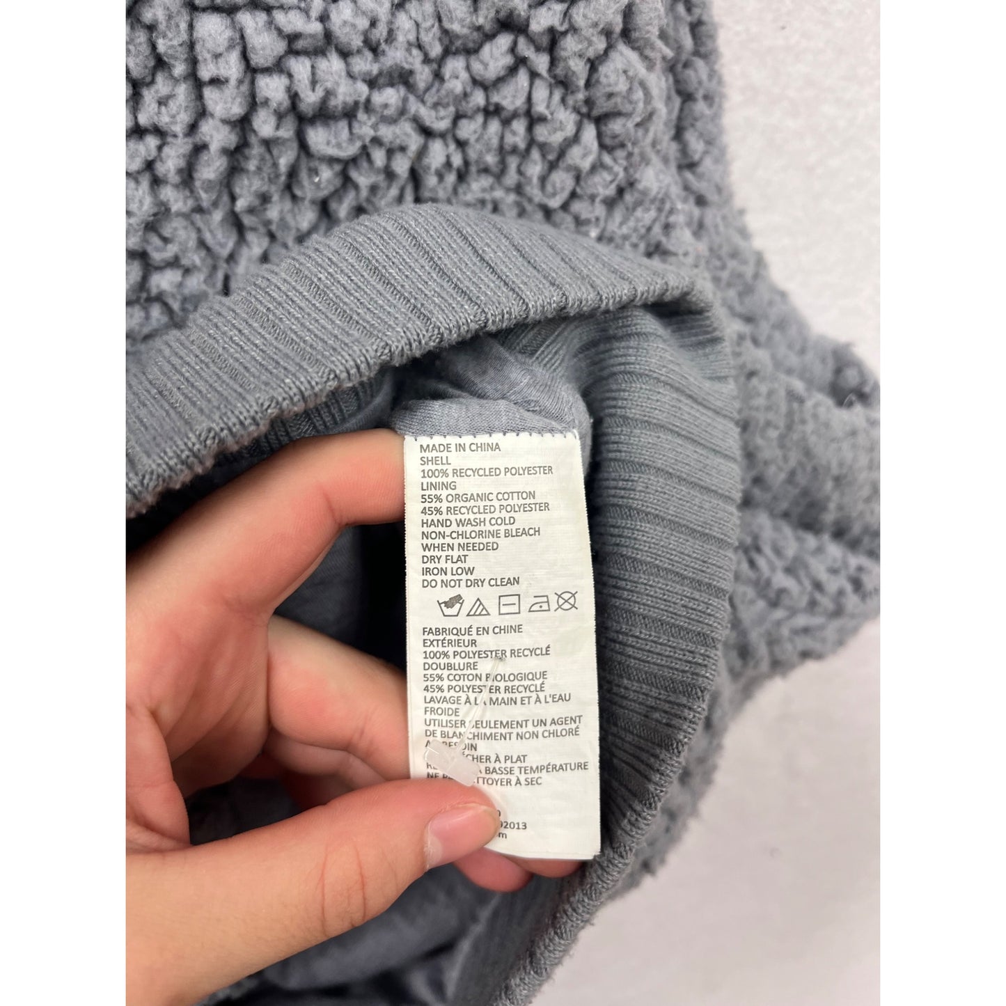 Prana Hooded Sherpa Vest Gray Zip-Up Size L #8655