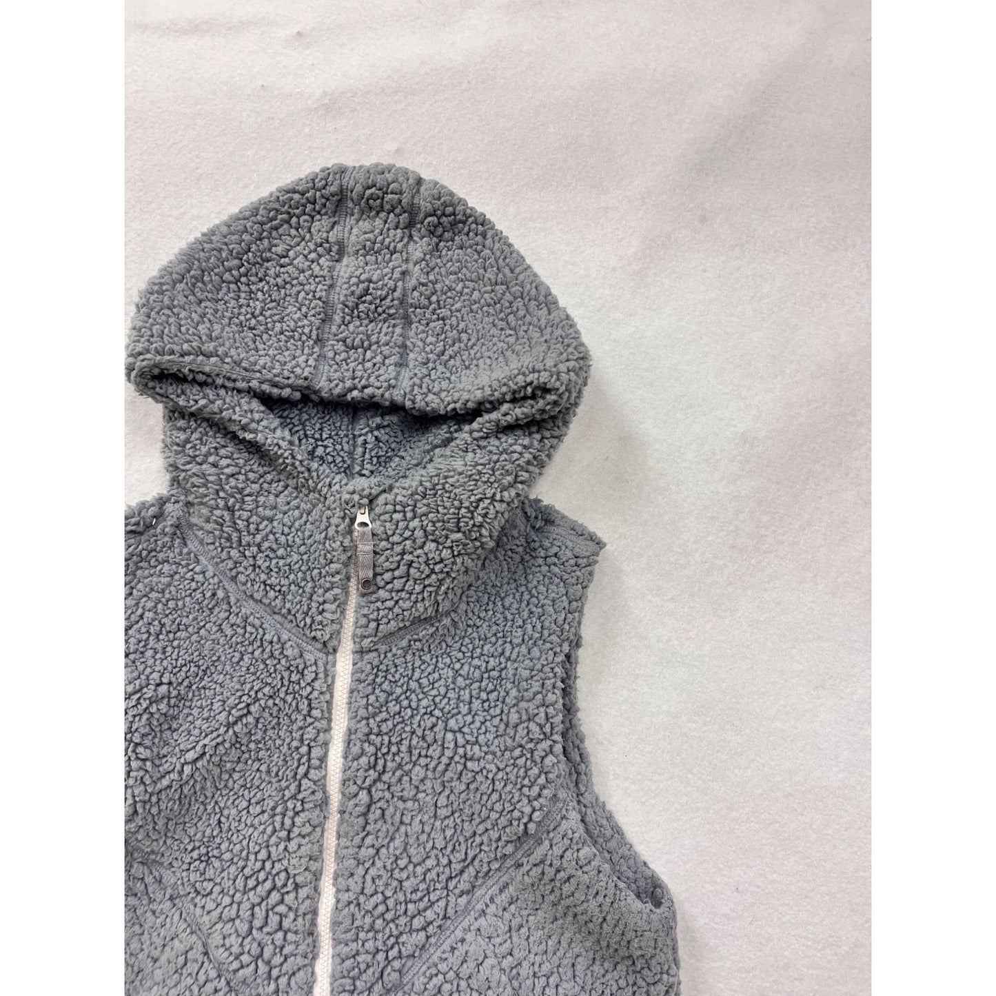 Prana Hooded Sherpa Vest Gray Zip-Up Size L #8655