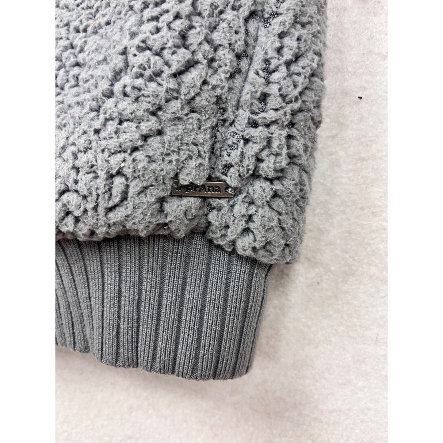 Prana Hooded Sherpa Vest Gray Zip-Up Size L #8655