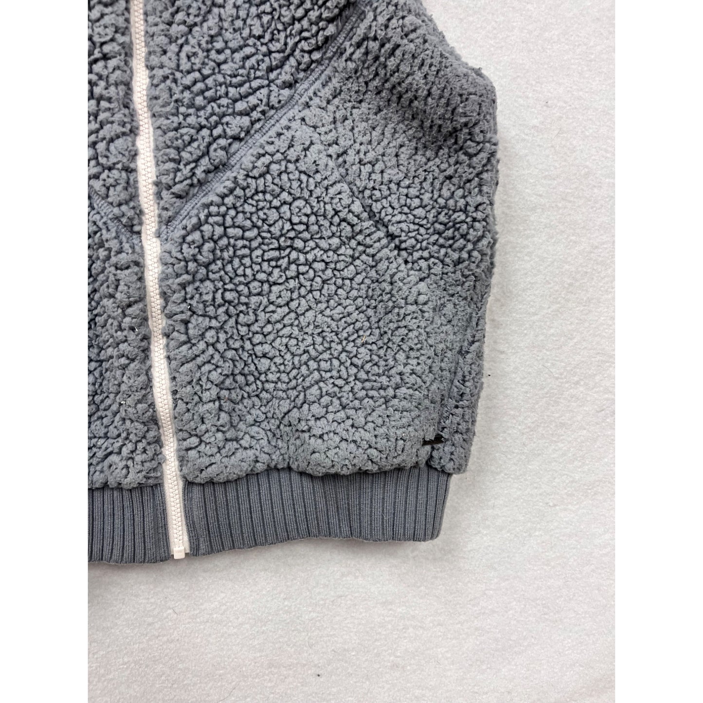 Prana Hooded Sherpa Vest Gray Zip-Up Size L #8655