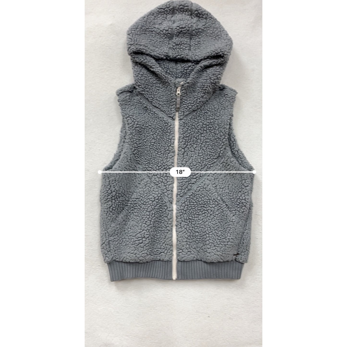Prana Hooded Sherpa Vest Gray Zip-Up Size L #8655