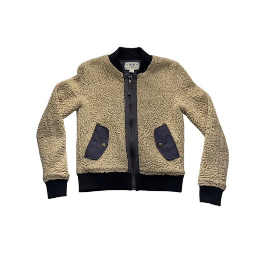 Marrakech XS Beige Sherpa Bomber Jacket With Black Ribbed Trim #7710