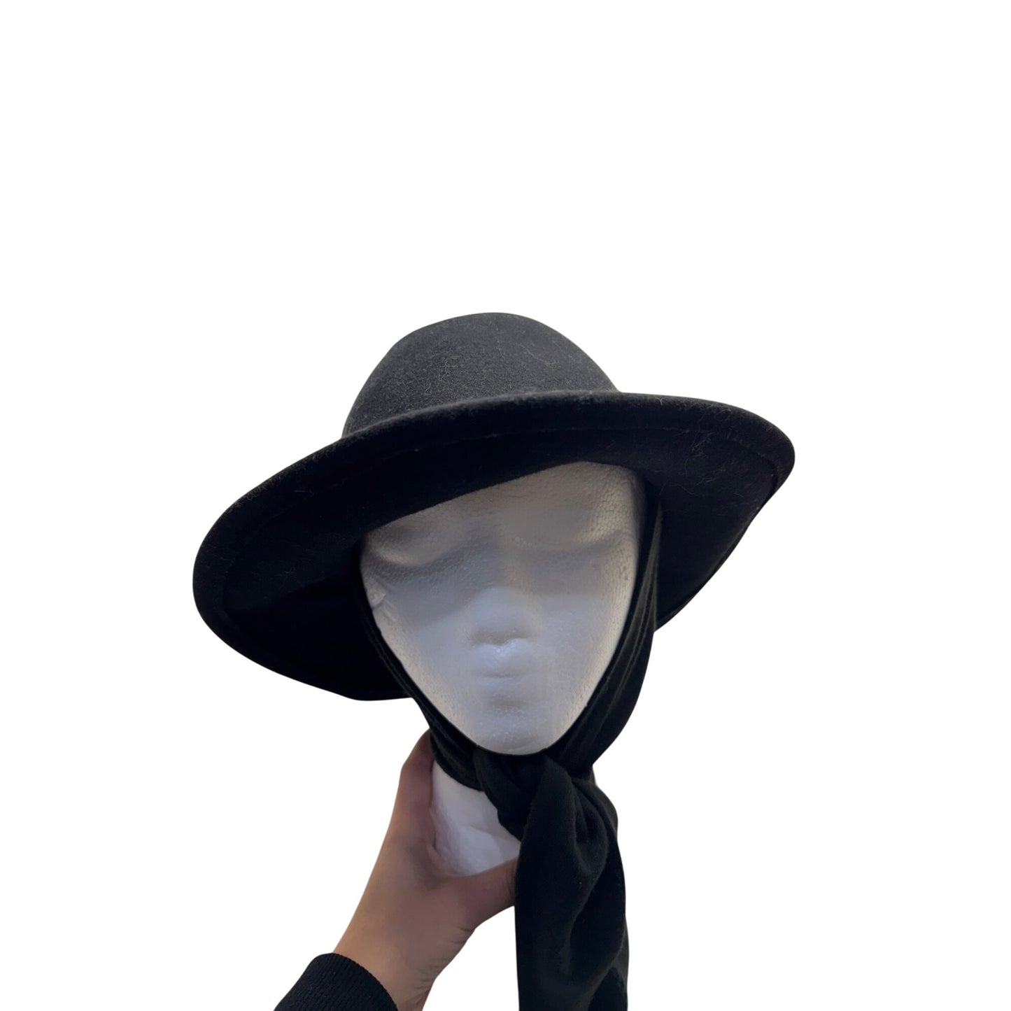 Street Smart By Betmar Black Wool Hat With Scarf Accent #9753