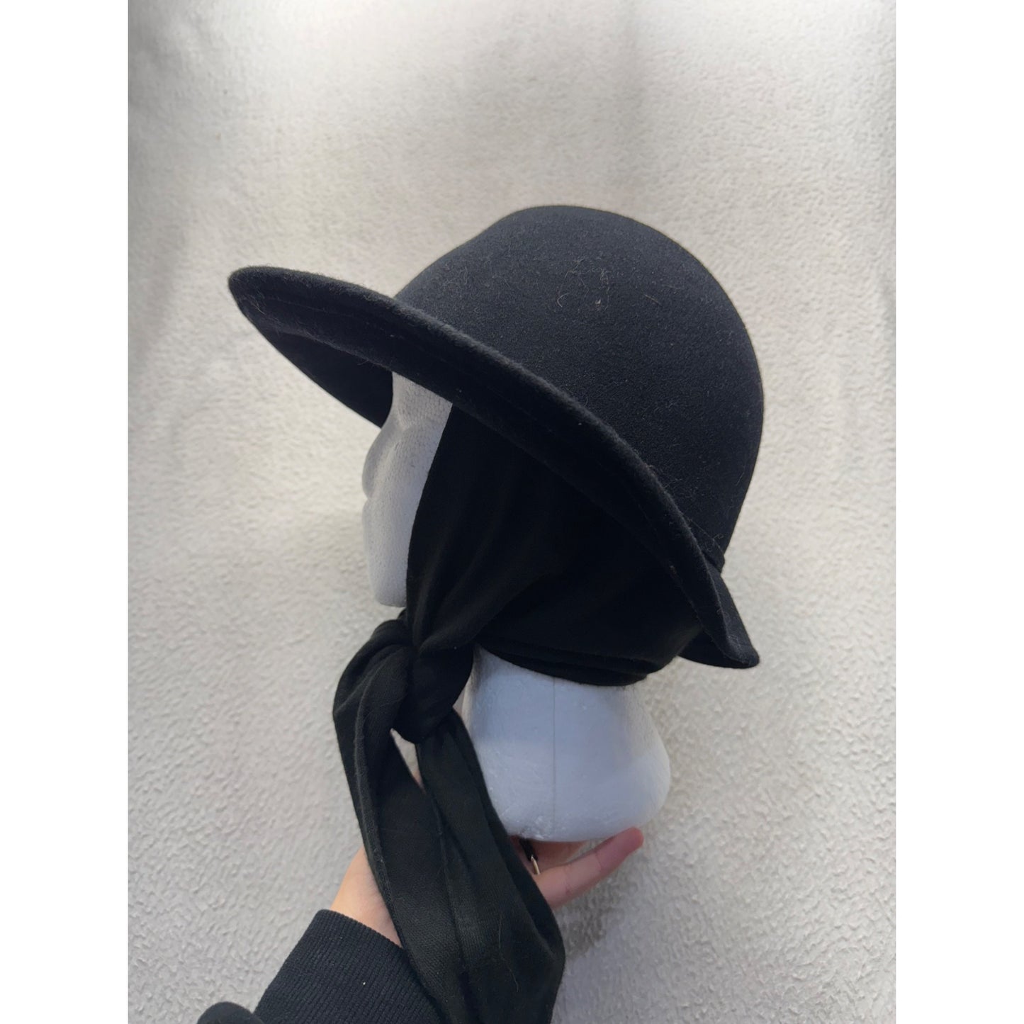 Street Smart By Betmar Black Wool Hat With Scarf Accent #9753