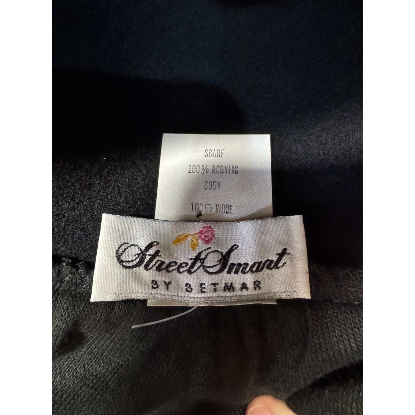 Street Smart By Betmar Black Wool Hat With Scarf Accent #9753