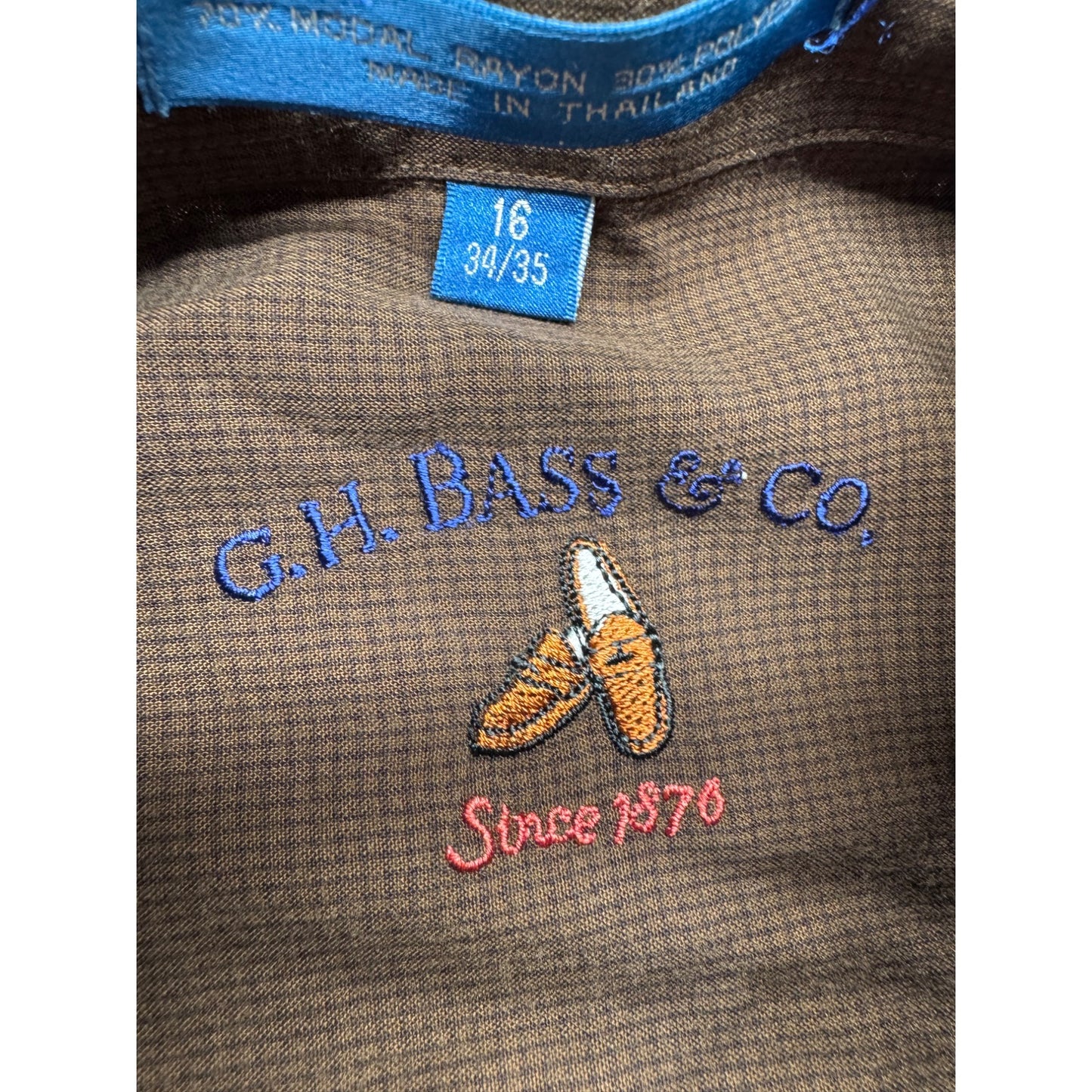 G.H. Bass & Co. Brown Button-Up Long Sleeve Shirt Size 16 34/35 265B
