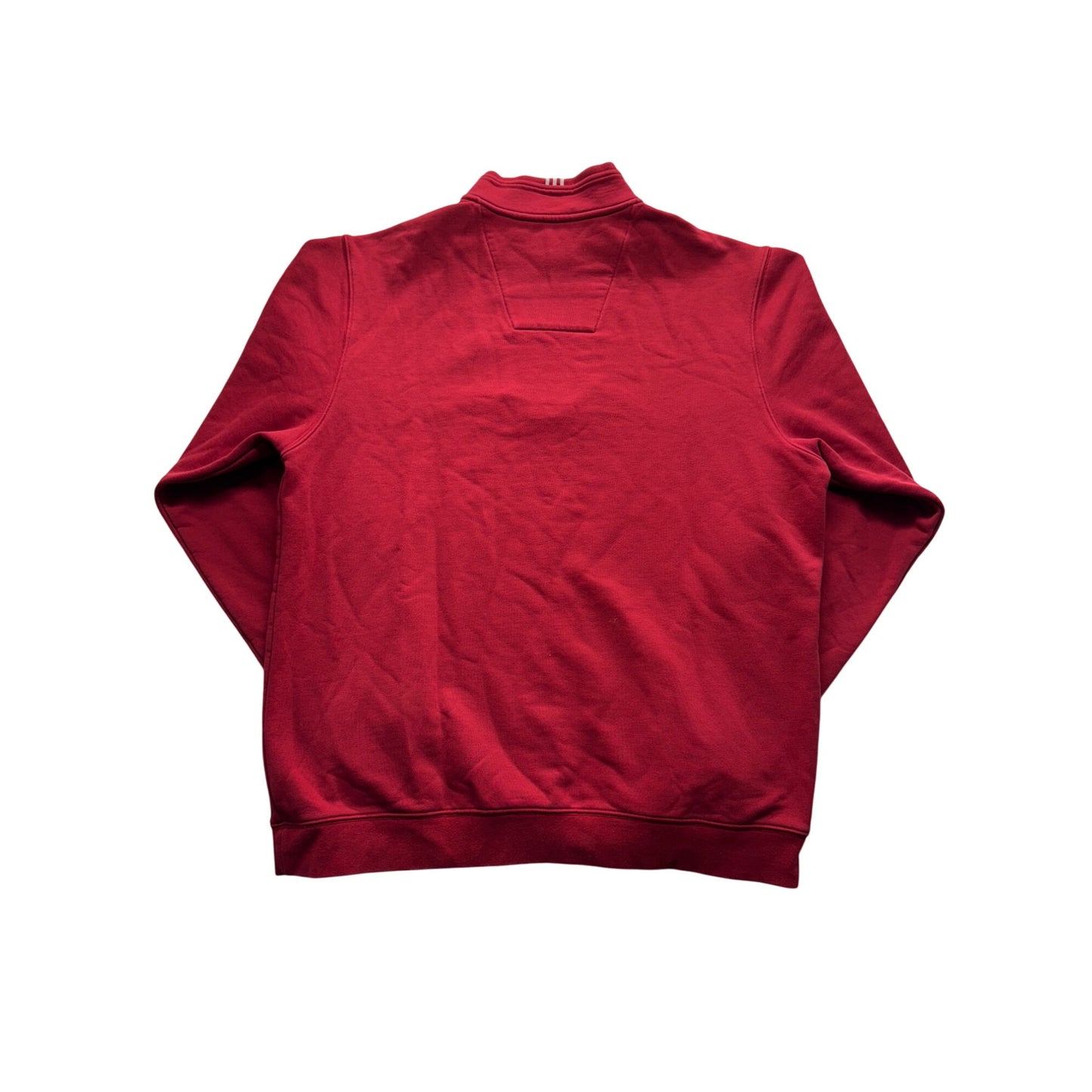 Adidas Red Quarter-Zip Sweatshirt L/G Cotton Blend Mens Casual Pullover #9532