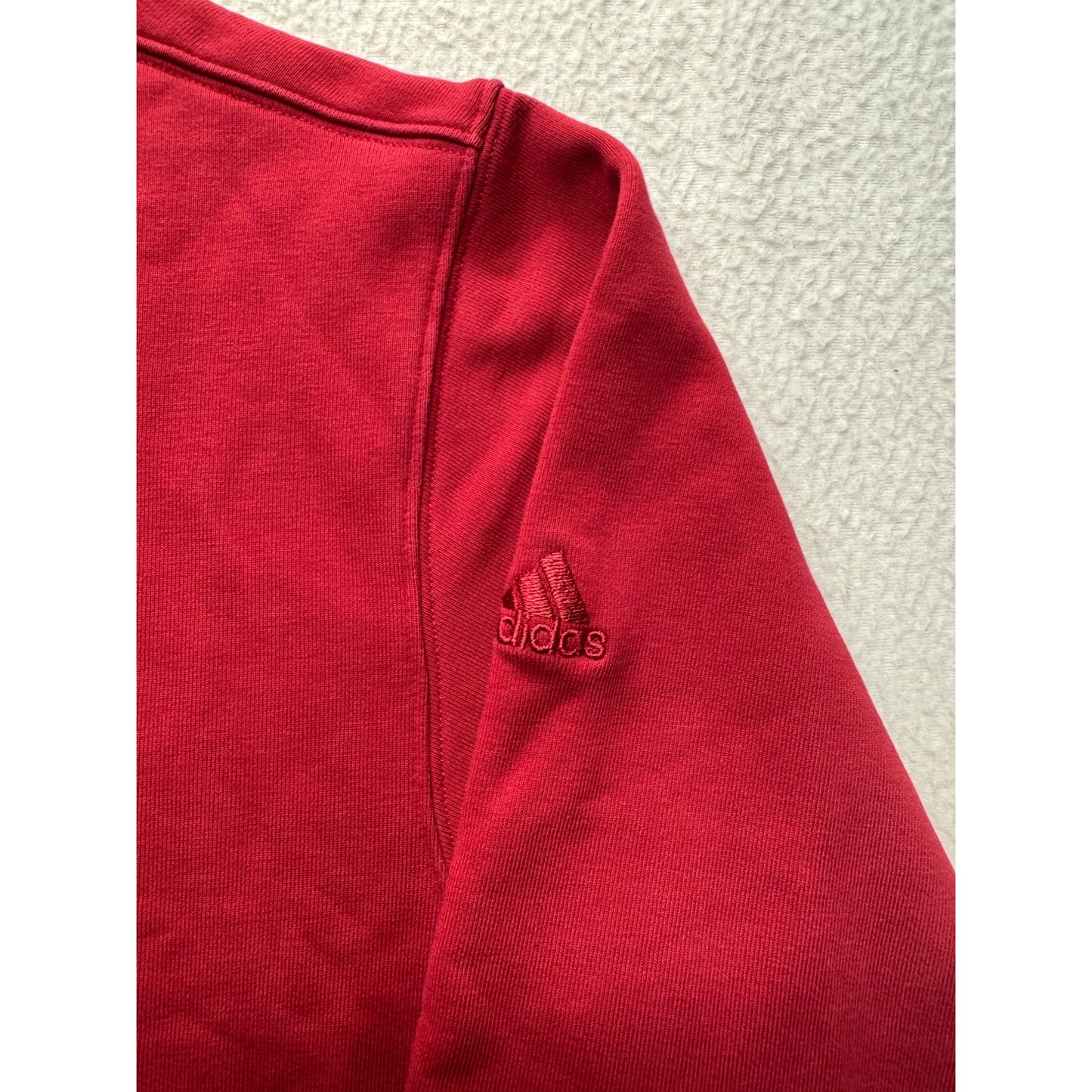 Adidas Red Quarter-Zip Sweatshirt L/G Cotton Blend Mens Casual Pullover #9532